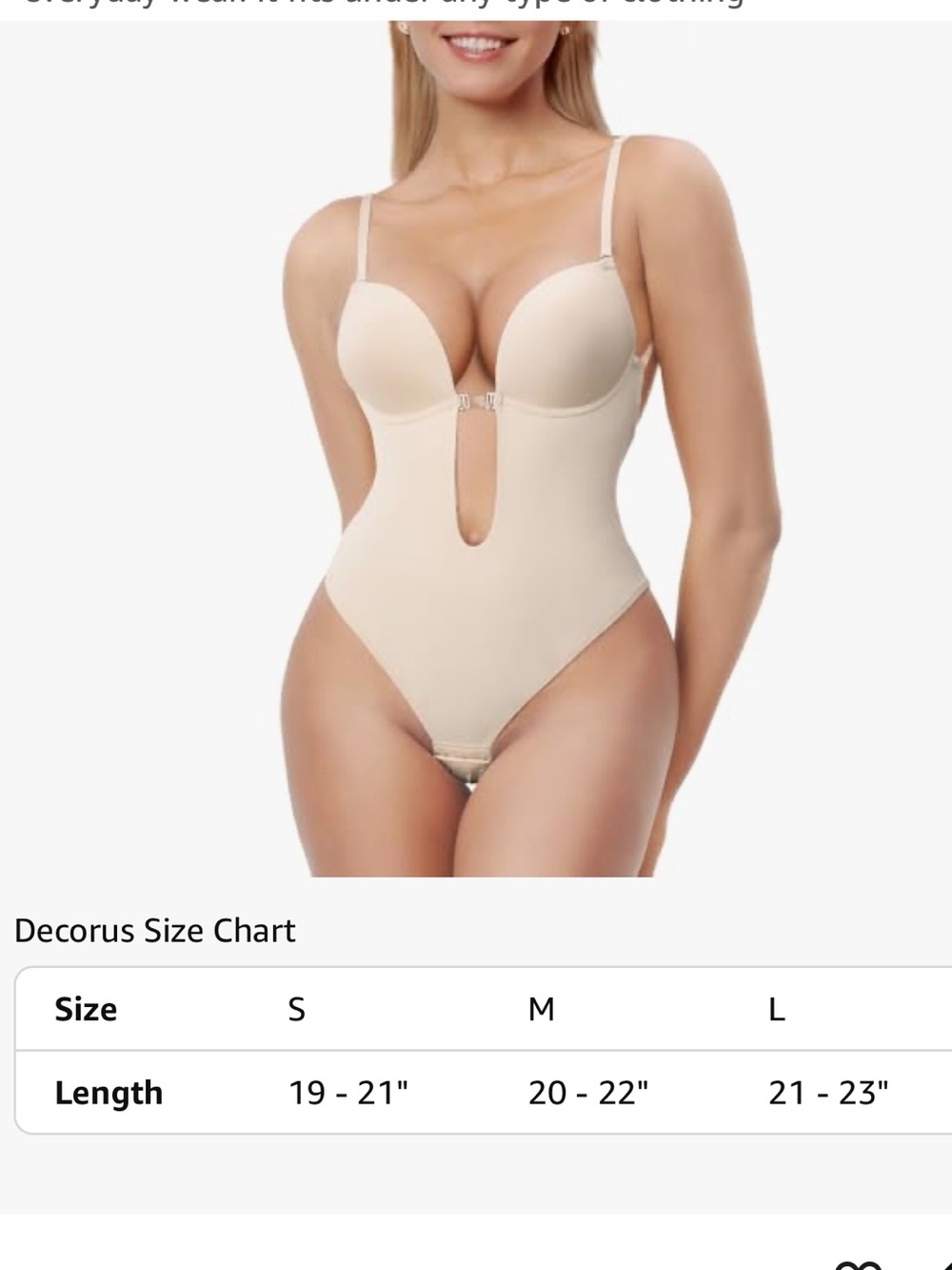 Decorus Shapewear Backless Bodysuit Plunge: Low back Shaper - Picture 12 of 12